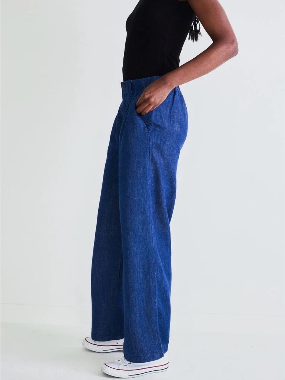 Ruti Ebb and Flow Wide Leg Denim Pants Dark Wash Size 1 Cotton Linen EUC